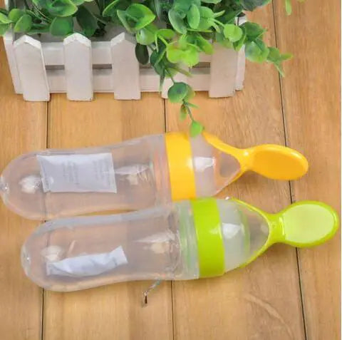 Silicone Baby Bottle, Rice Cereal Spoon, Feeding Bottle