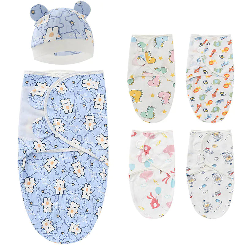 Cotton Swaddling Sleeping Bag Set for Newborns