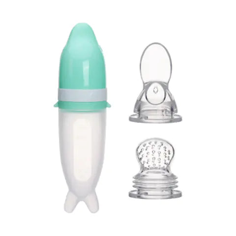 Baby Squeeze Feeding Bottle with Rice Cereal Spoon