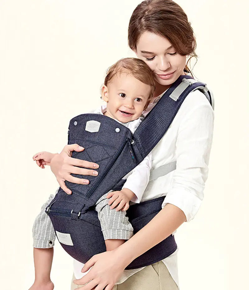 Baby Carrier with Bass Bear Hip Seat for Front Carry